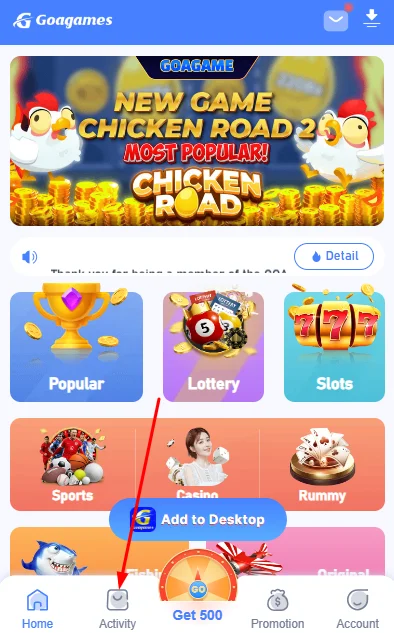 Goa Games Activity Center & Daily Rewards